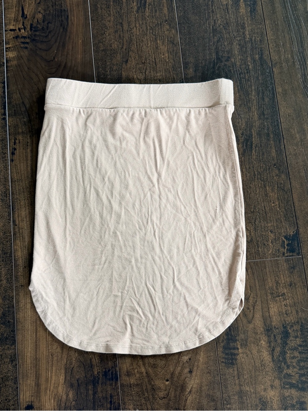 Forever 21 Tan Jersey Curved Hem Skirt